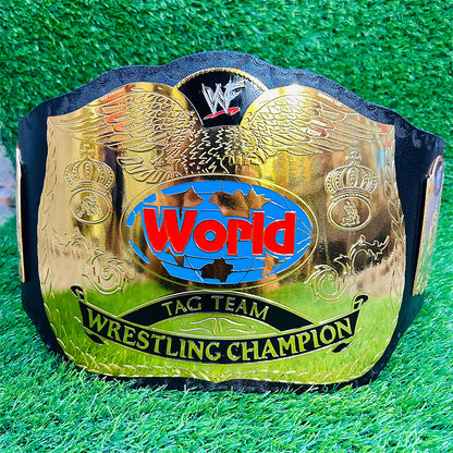 WWF World Tag Team Championship Replica Title Belt Adult Size - 2MM Brass Plates