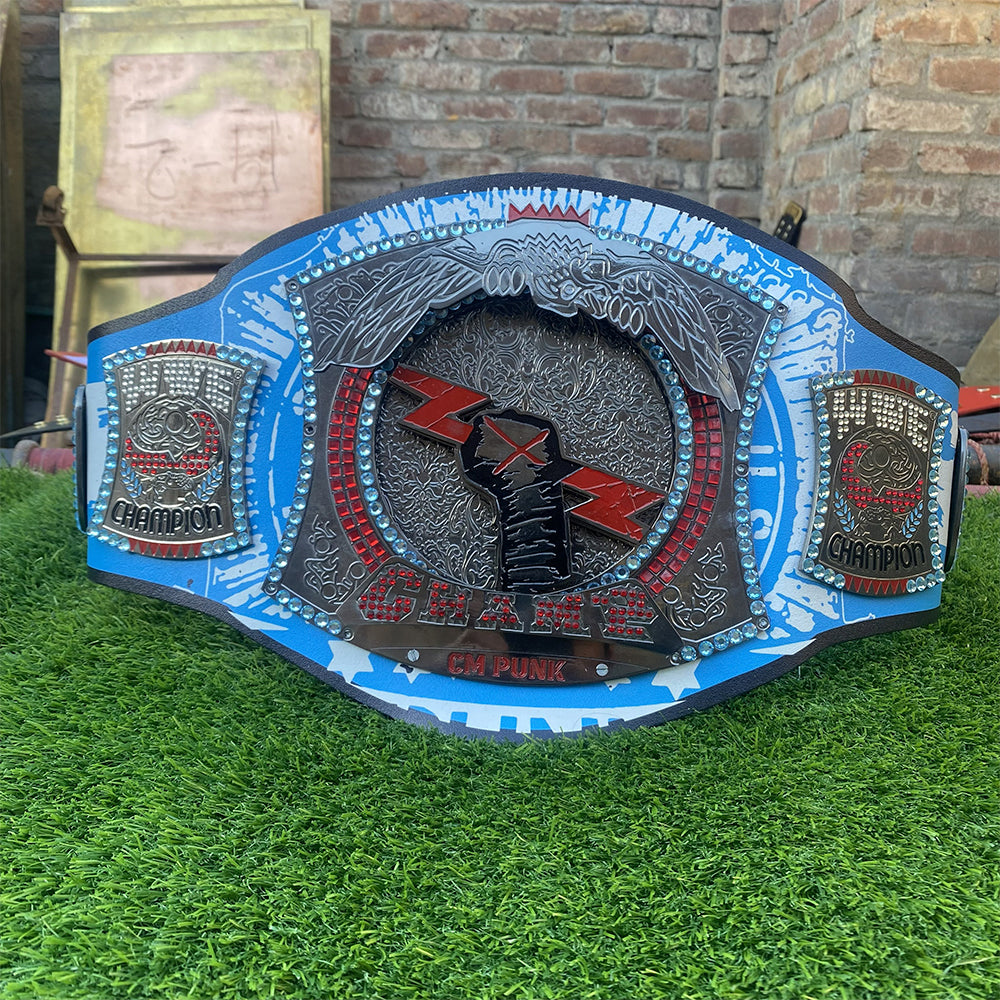 CM Punk Spinner Signature Championship Replica Title Belt Adult Size - 4MM Brass Plates