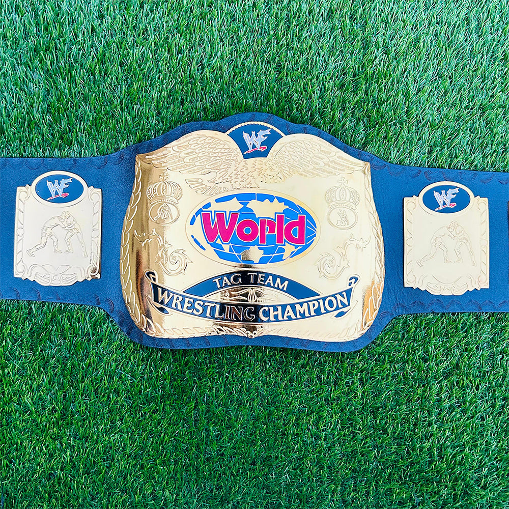 WWF World Tag Team Championship Replica Title Belt Adult Size - 2MM Brass Plates