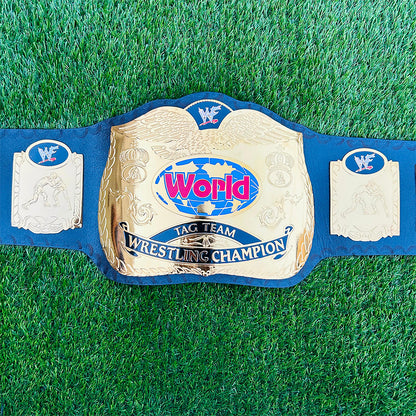 WWF World Tag Team Championship Replica Title Belt Adult Size - 2MM Brass Plates