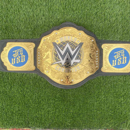 JEY USO World Heavyweight Championship Replica Title Belt Adult Size - 2MM Brass Plates
